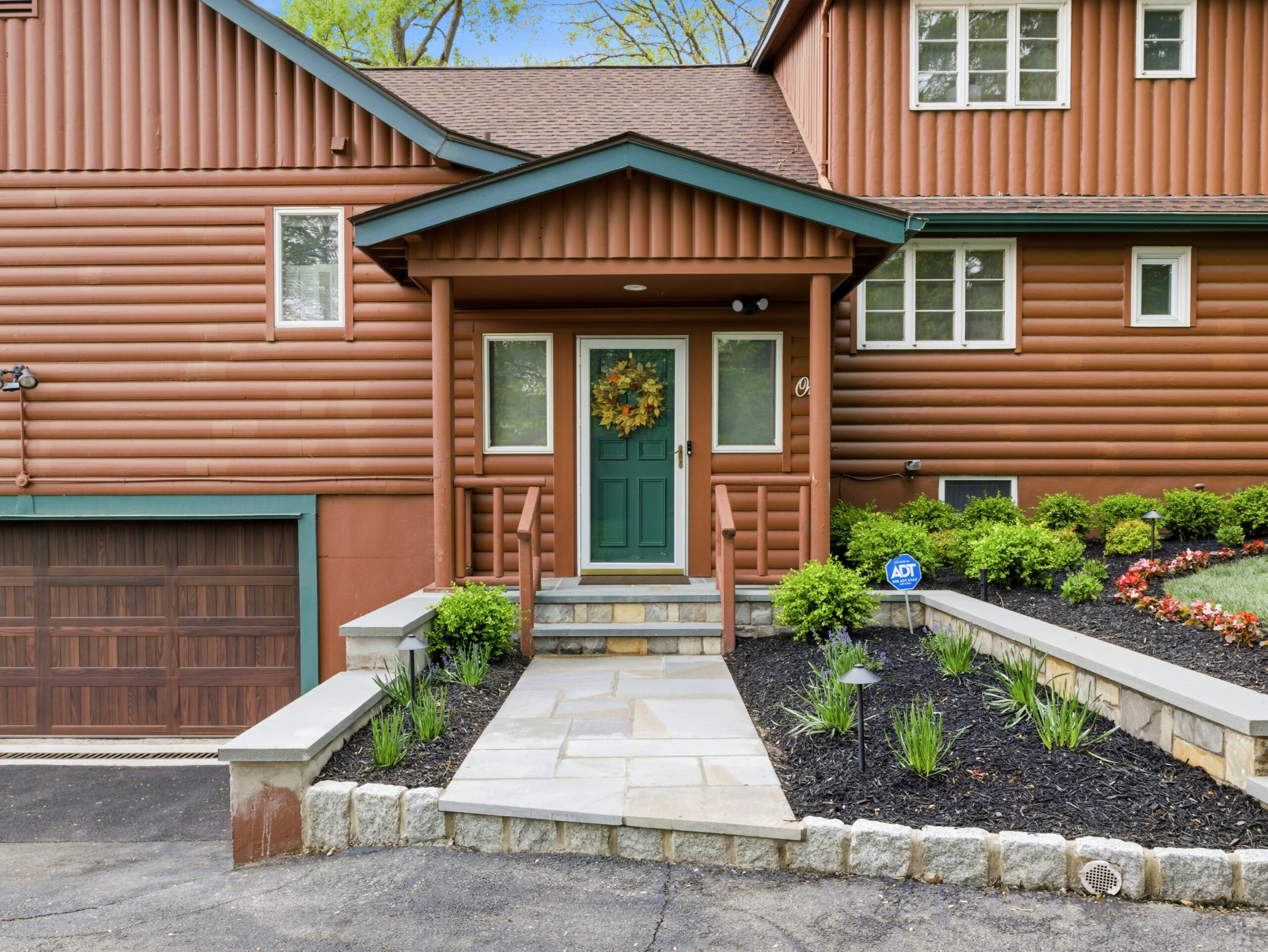 Front entry with stone path and plantings